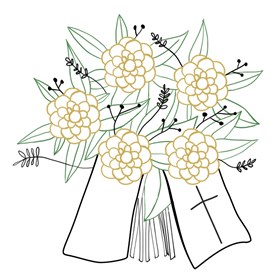 Funeral and Sympathy Bouquet with ribbon