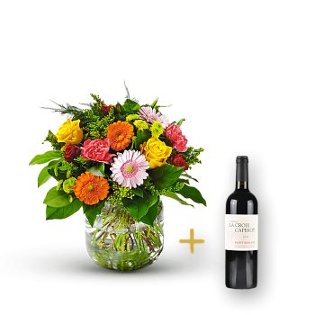 Colorful bouquet with St-Emilion