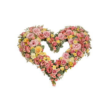 Funeral Heart Pastels w ribbon 248034