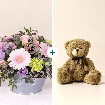 Pastel bloom and teddy bear - Zeste tendre et son ourson