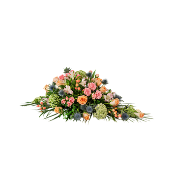 Funeral Bouquet Medium Winter Spring Flowers w ribbon 240169