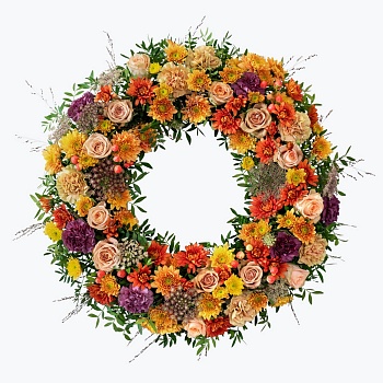 Autumn Funeral Wreath w. ribbon 240441