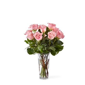 12 Long Stem Pink Rose Bouquet