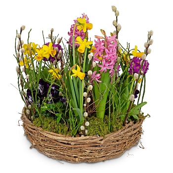 Planted Basket Colorful spring wreath