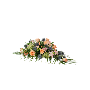 Funeral Bouquet Medium Winter Spring Flowers W Ribbon 240168