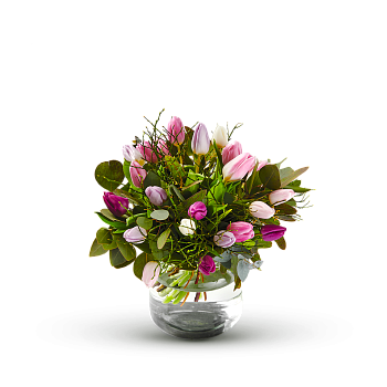 Bouquet with tulips in pastel