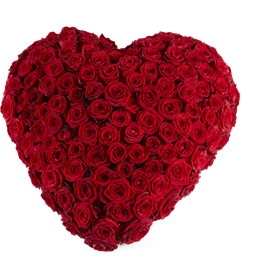Funeral - Red roses heart - Warmly