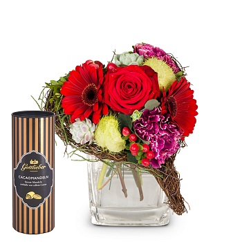 Flower bouquet 'Only for You' with Gottlieber cocoa almonds