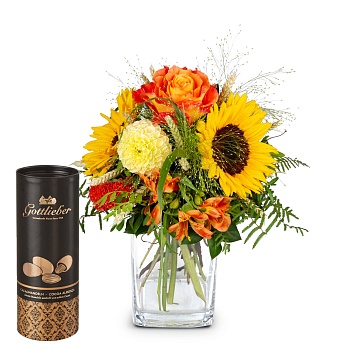 Flower bouquet Smiley with Gottlieber cocoa almonds
