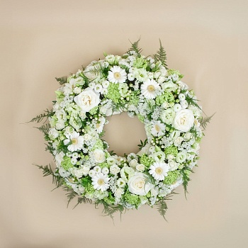 White and Green Funeral Wreath